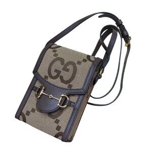 Gucci Horsebit Bag jumbo GG canvas leather trim